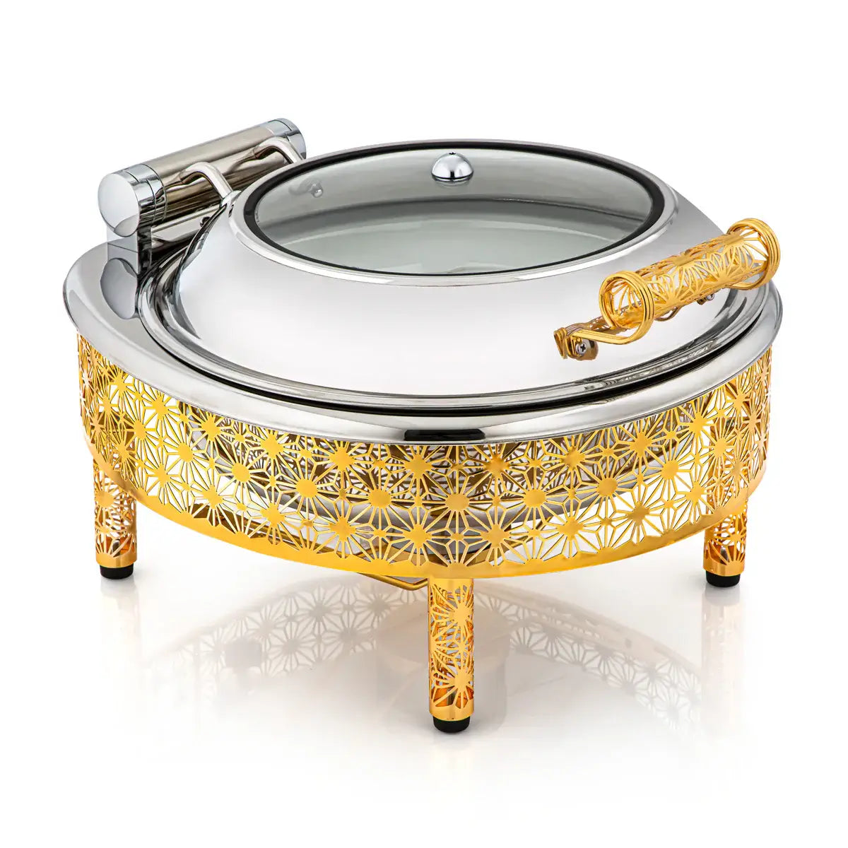 Round chafing dish, silver/gold. - Mawaeen