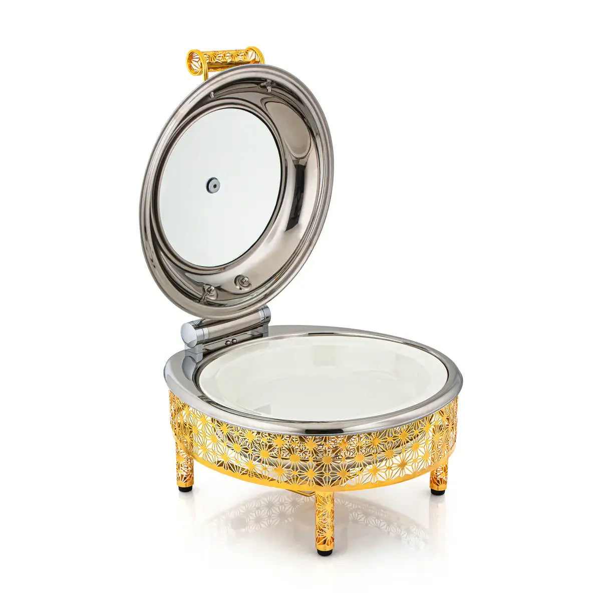 Round chafing dish, silver/gold. - Mawaeen