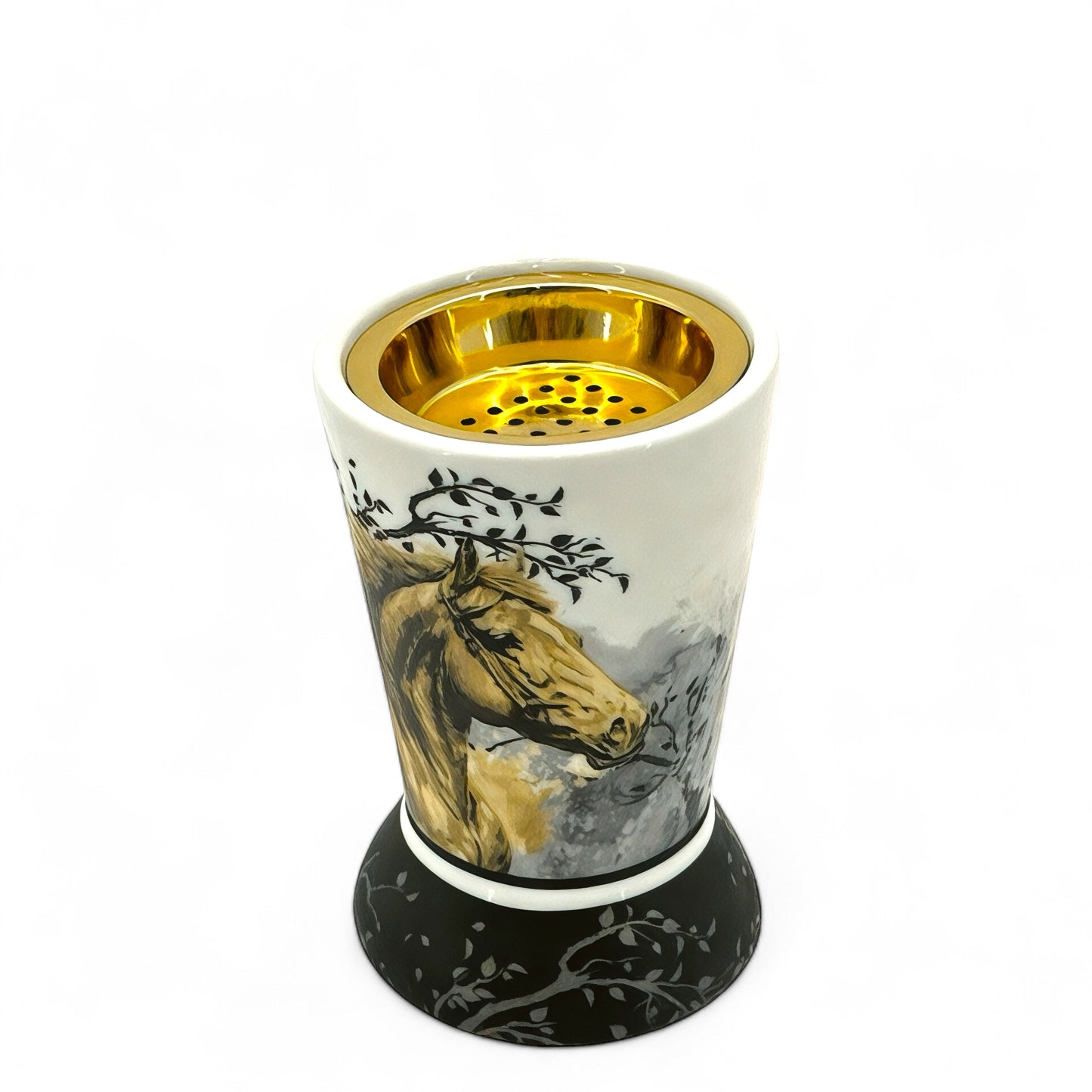 Artistic Horse-Design Incense Burner with Gold Accents - Mawaeen