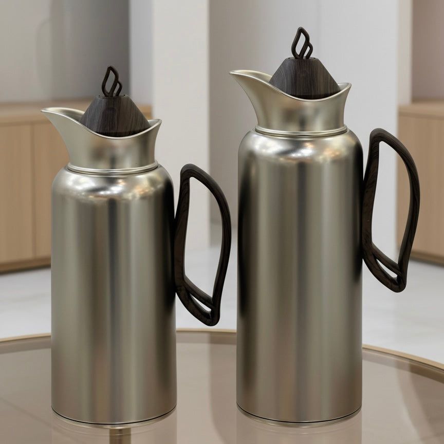 ZOLTEN Dallah Set – 0.7L & 1L - Brown Silver - Mawaeen