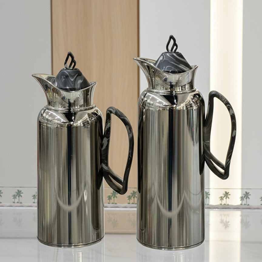 ZOLTEN Dallah Set – 0.7L & 1L - Marble Silver - Mawaeen