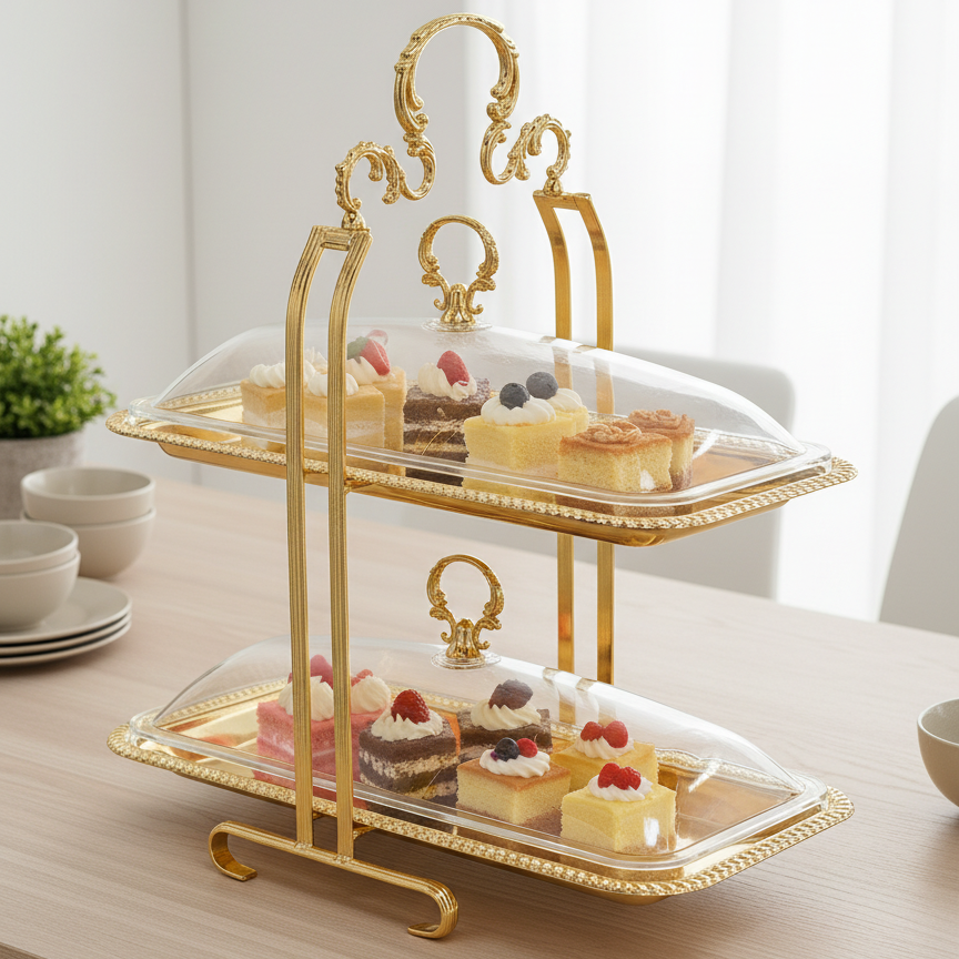 2-Layer Serving Stand - Gold - Mawaeen