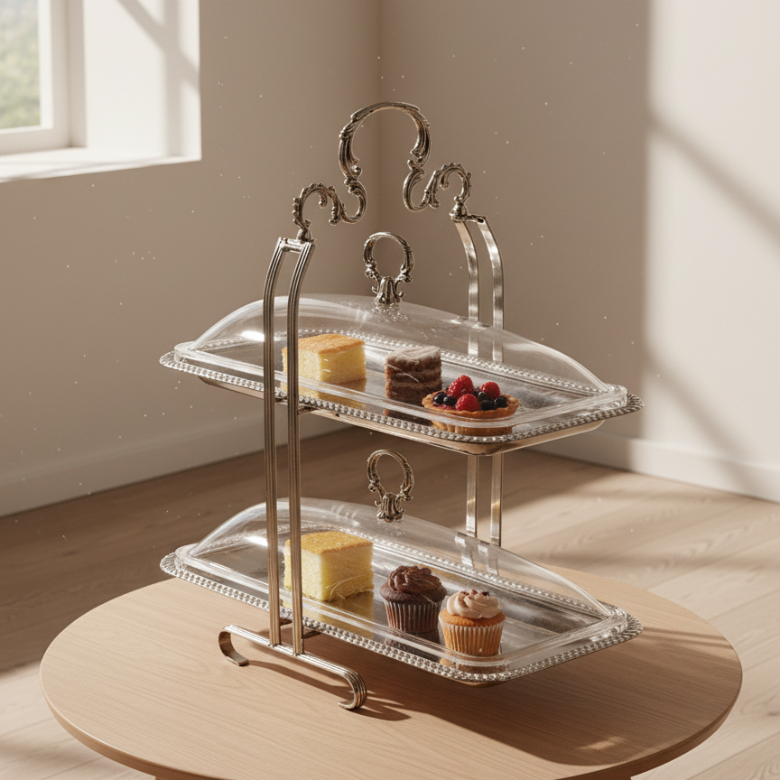 2-Layer Serving Stand - Chrome - Mawaeen
