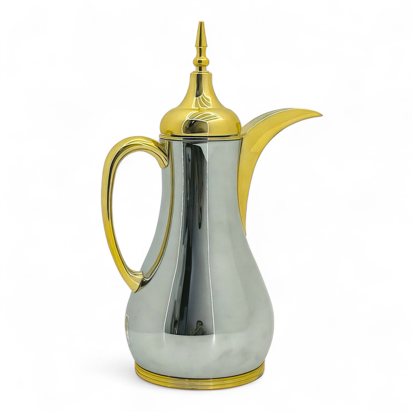 A golden Arabic coffee bottle with an artistic character - Mawaeen