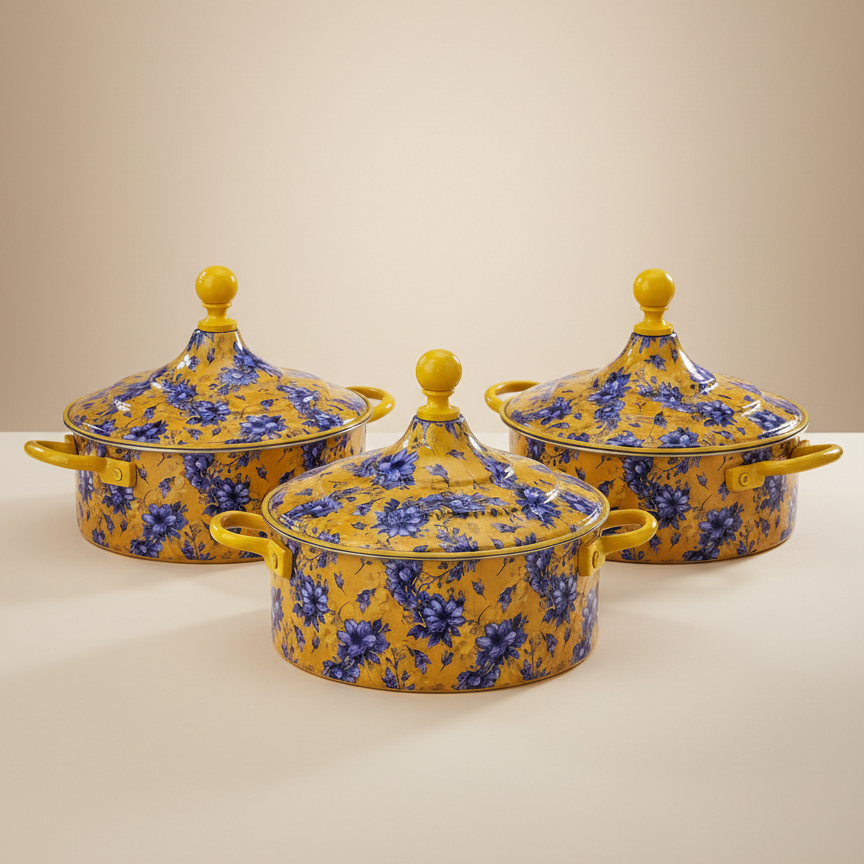 Floral Food Warmer Set Flower – 3 Pieces (2.5L, 3.5L, 5.5L)