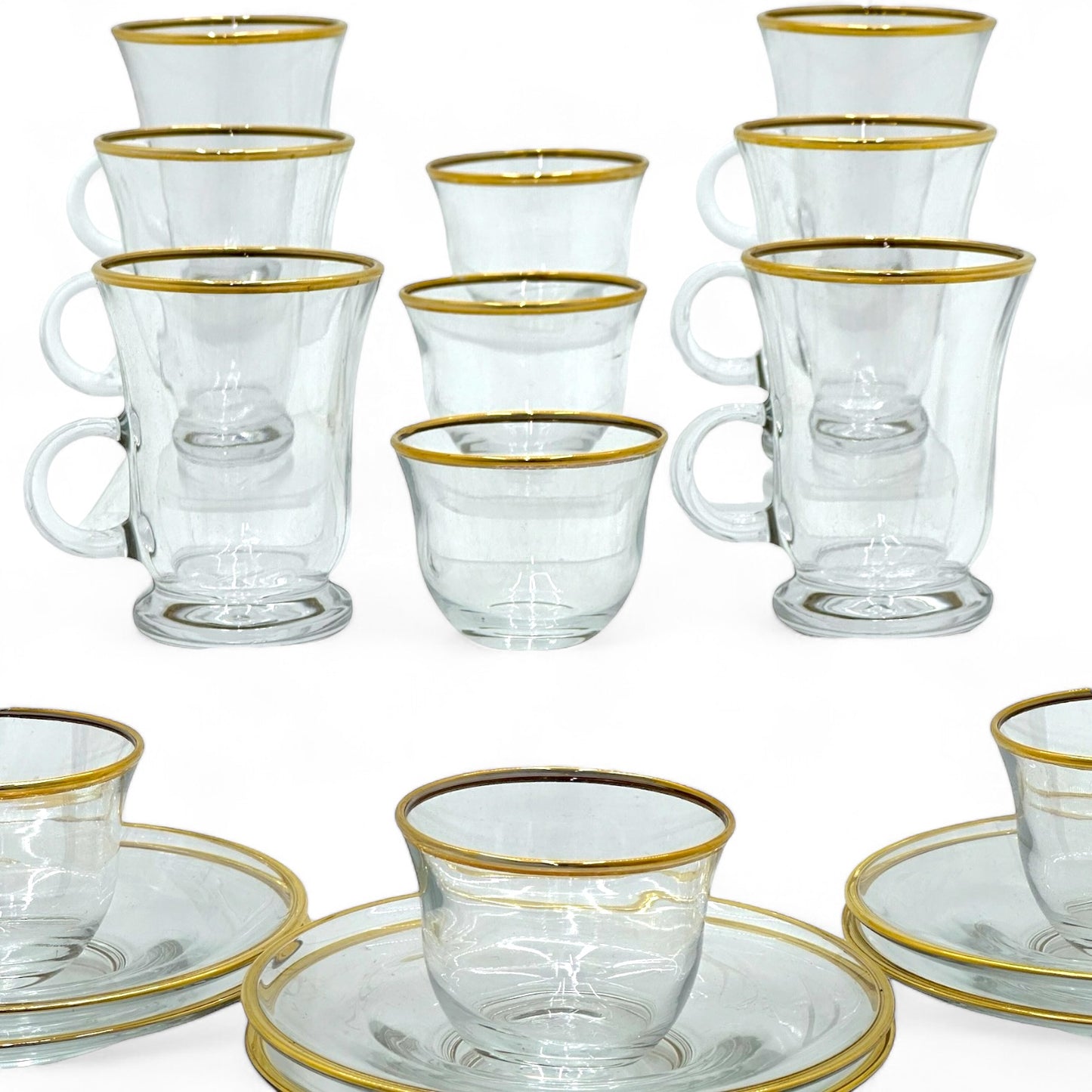 Minimalist Gold&silver-Rimmed Tea Set