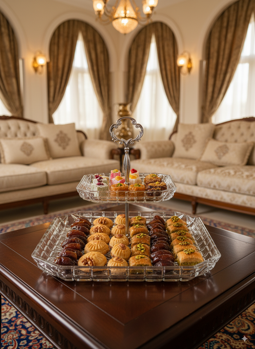 Mawaeen 2-Tier Luxury Glass Cake Stand – Elegant Serving Display