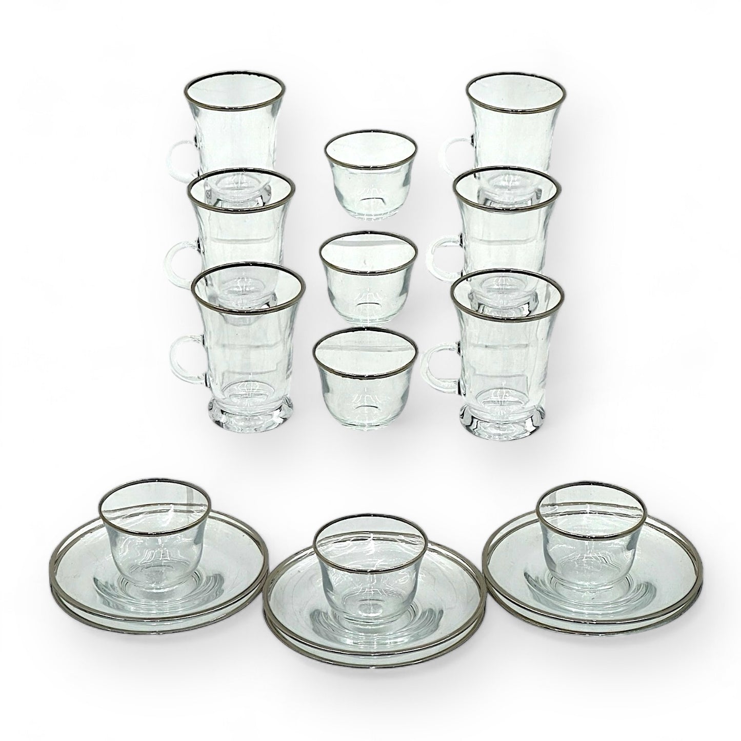 Minimalist Gold&silver-Rimmed Tea Set
