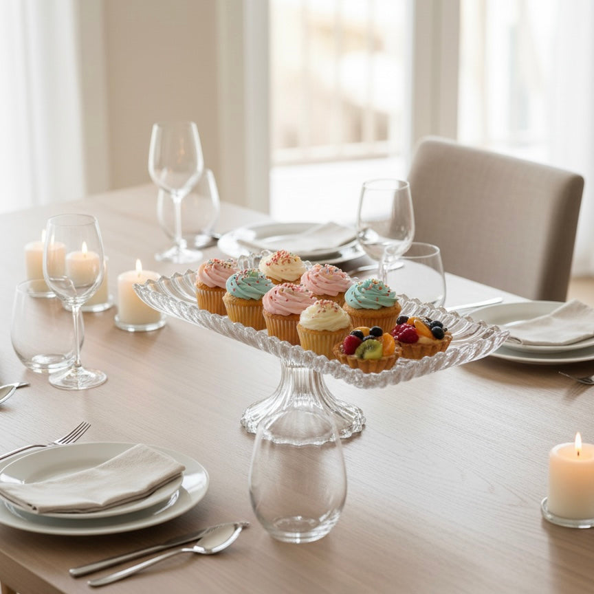 Mawaeen Luxury Glass Cake Plate – Clear