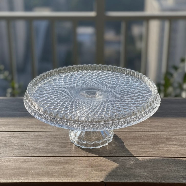 Mawaeen Round Luxury Glass Cake Stand Clear (L)