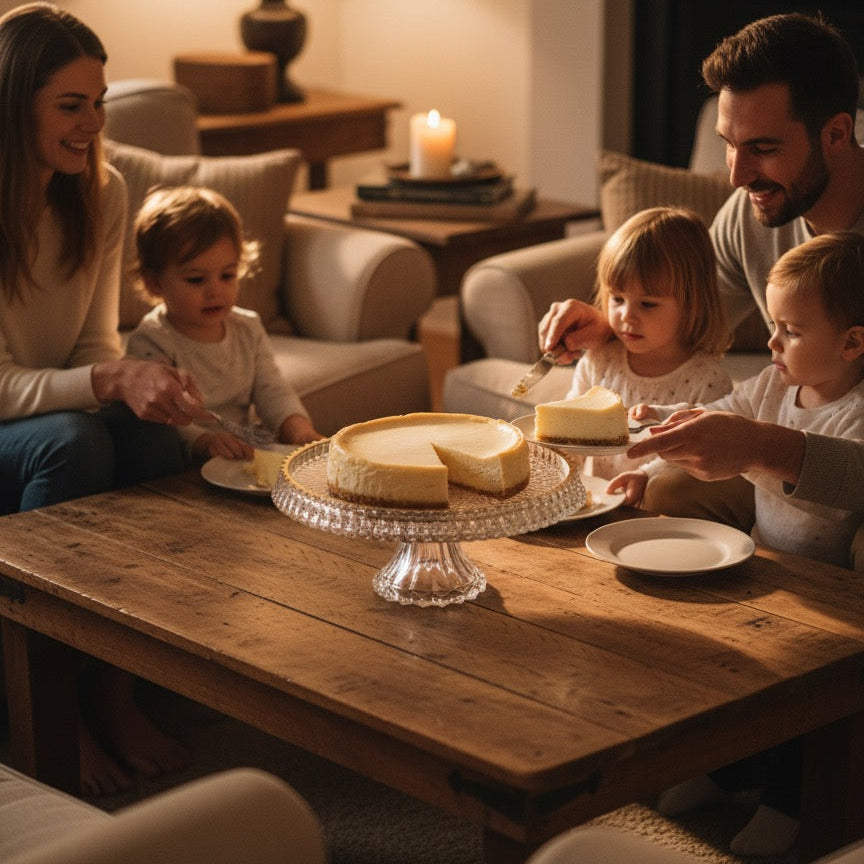 Mawaeen Round Luxury Glass Cake Stand with Golden Rim (L)