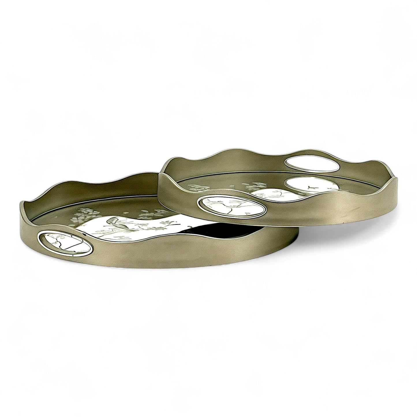 Elegant Round Mirror Tray Set