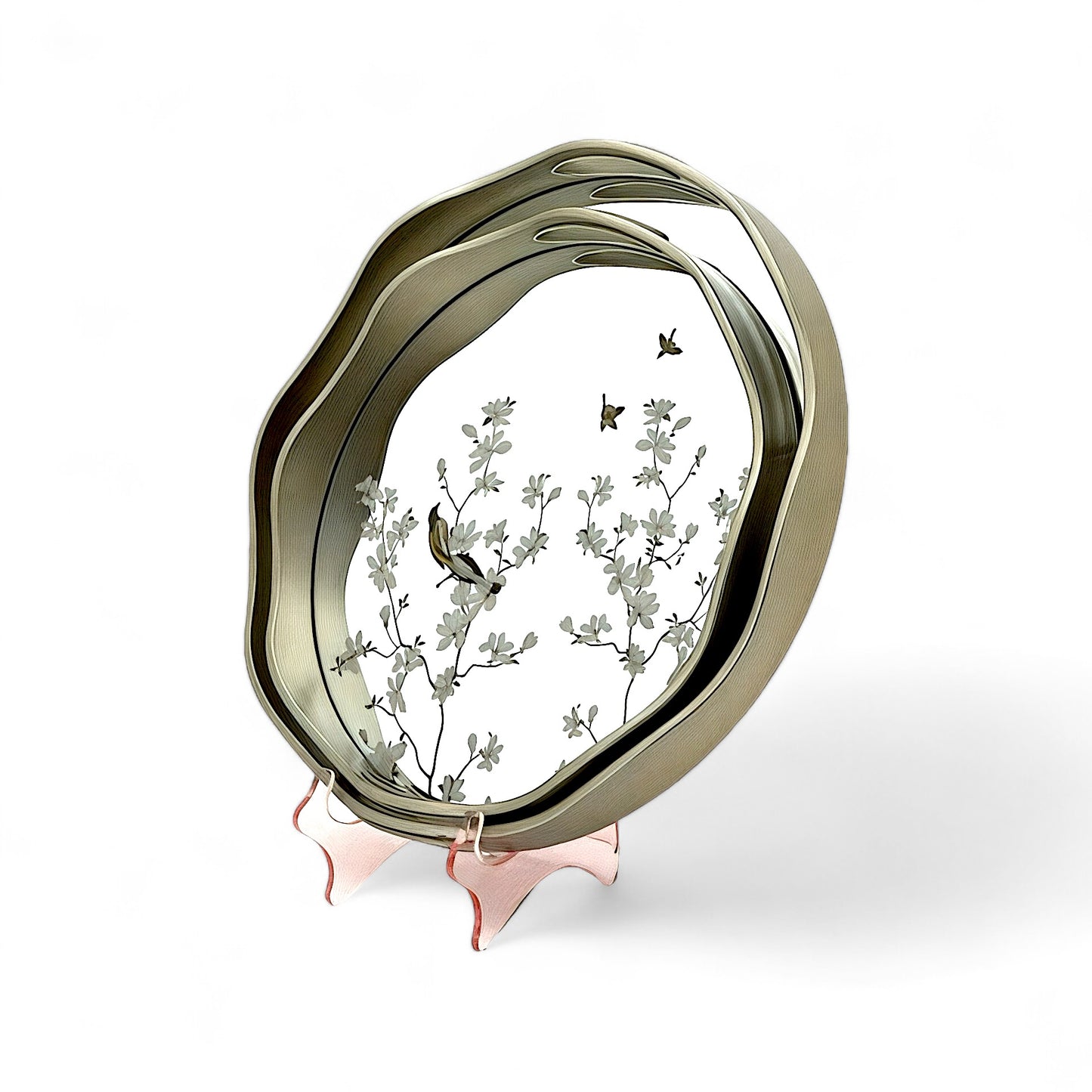 Elegant Round Mirror Tray Set