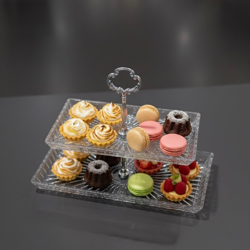 Mawaeen 2-Tier Luxury Glass Candy Plate – Elegant Serving Display