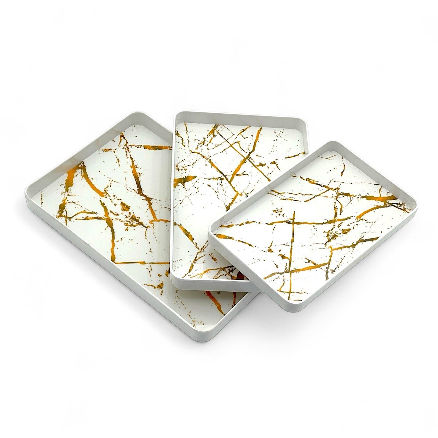 Modern Marble-Inspired Tray Set
