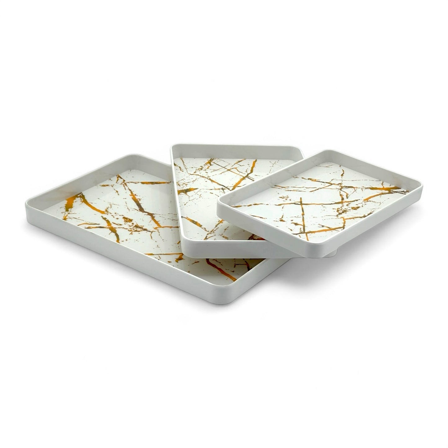 Modern Marble-Inspired Tray Set