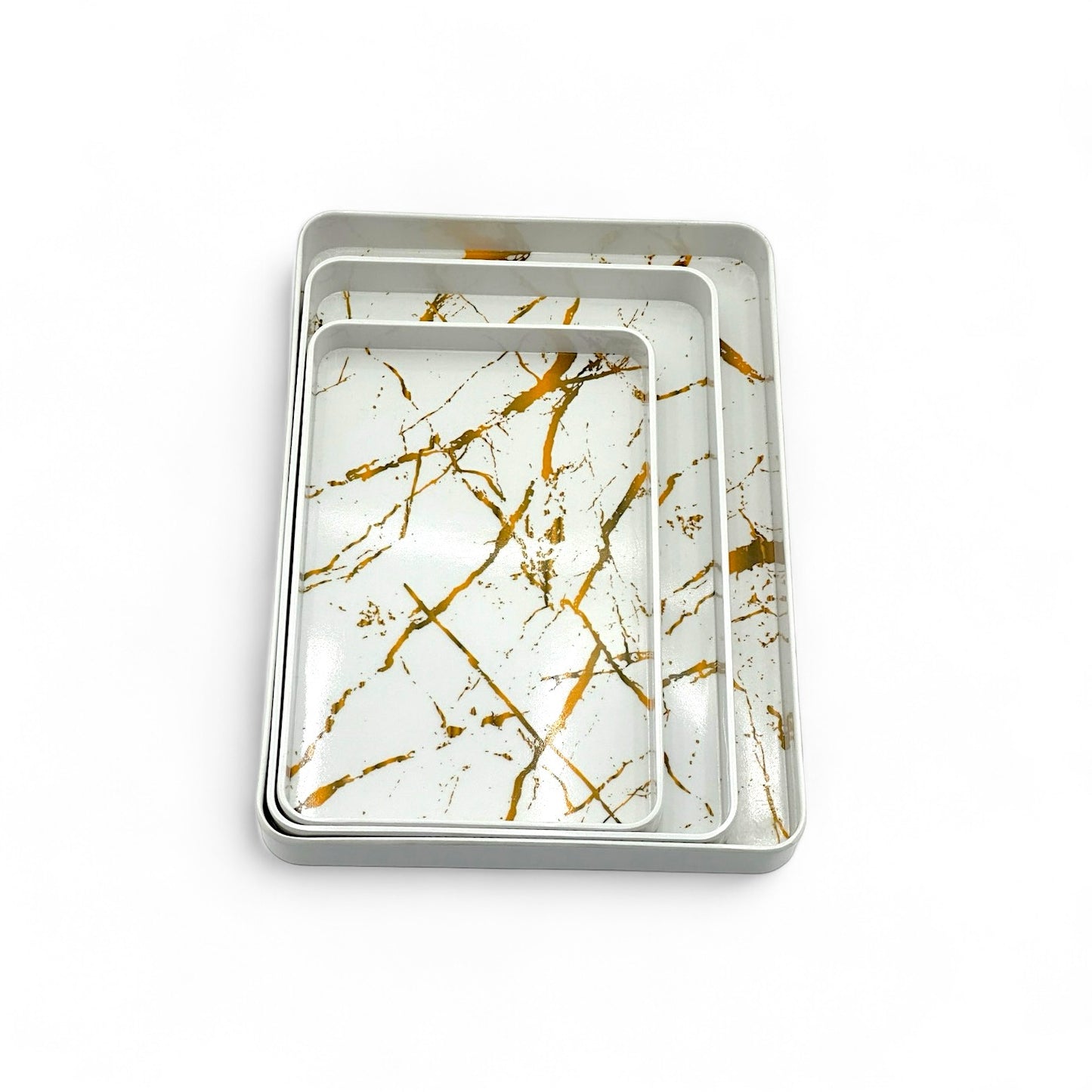 Modern Marble-Inspired Tray Set