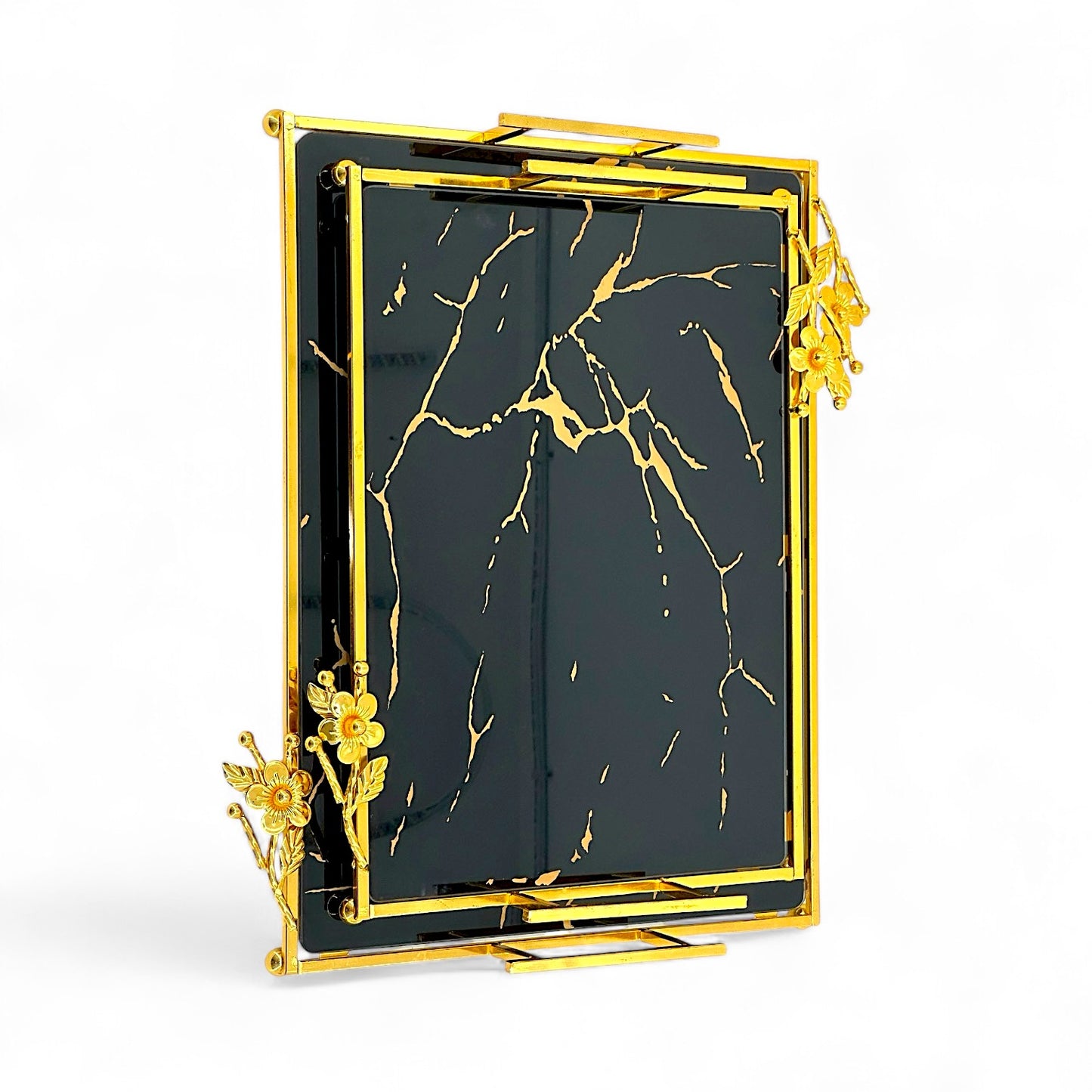 Luxurious black and gold tray set