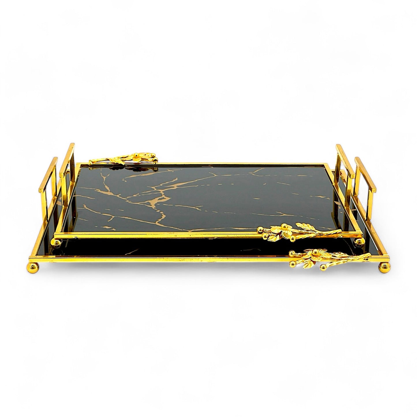 Luxurious black and gold tray set