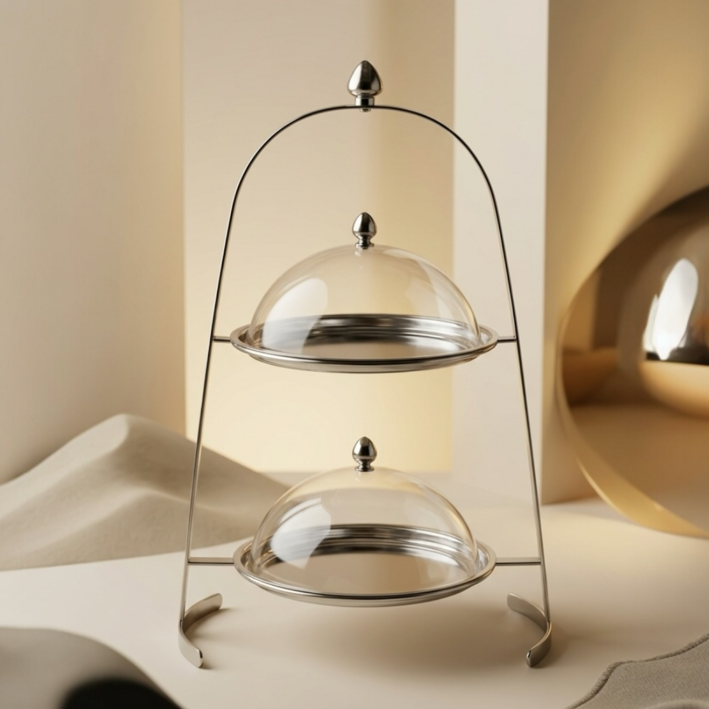 2-Tier Serving Candy Stand Silver - (L) - Mawaeen