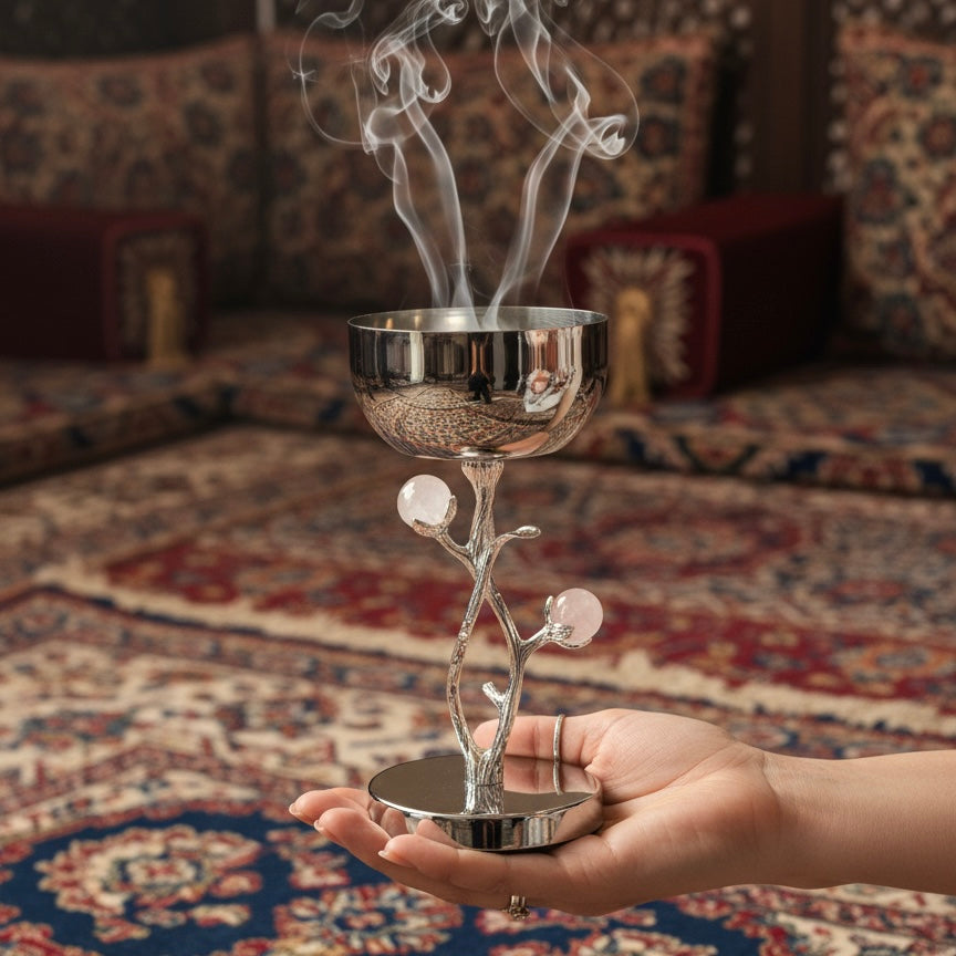 High-End Metallic Incense Burner Pink flower