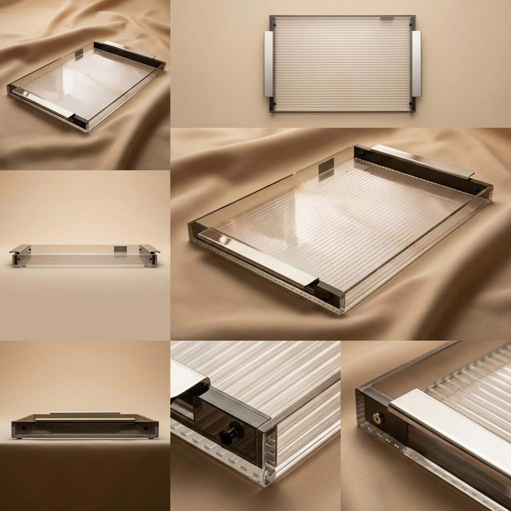 Chrome & Clear Acrylic Serving Tray – (L) - Mawaeen