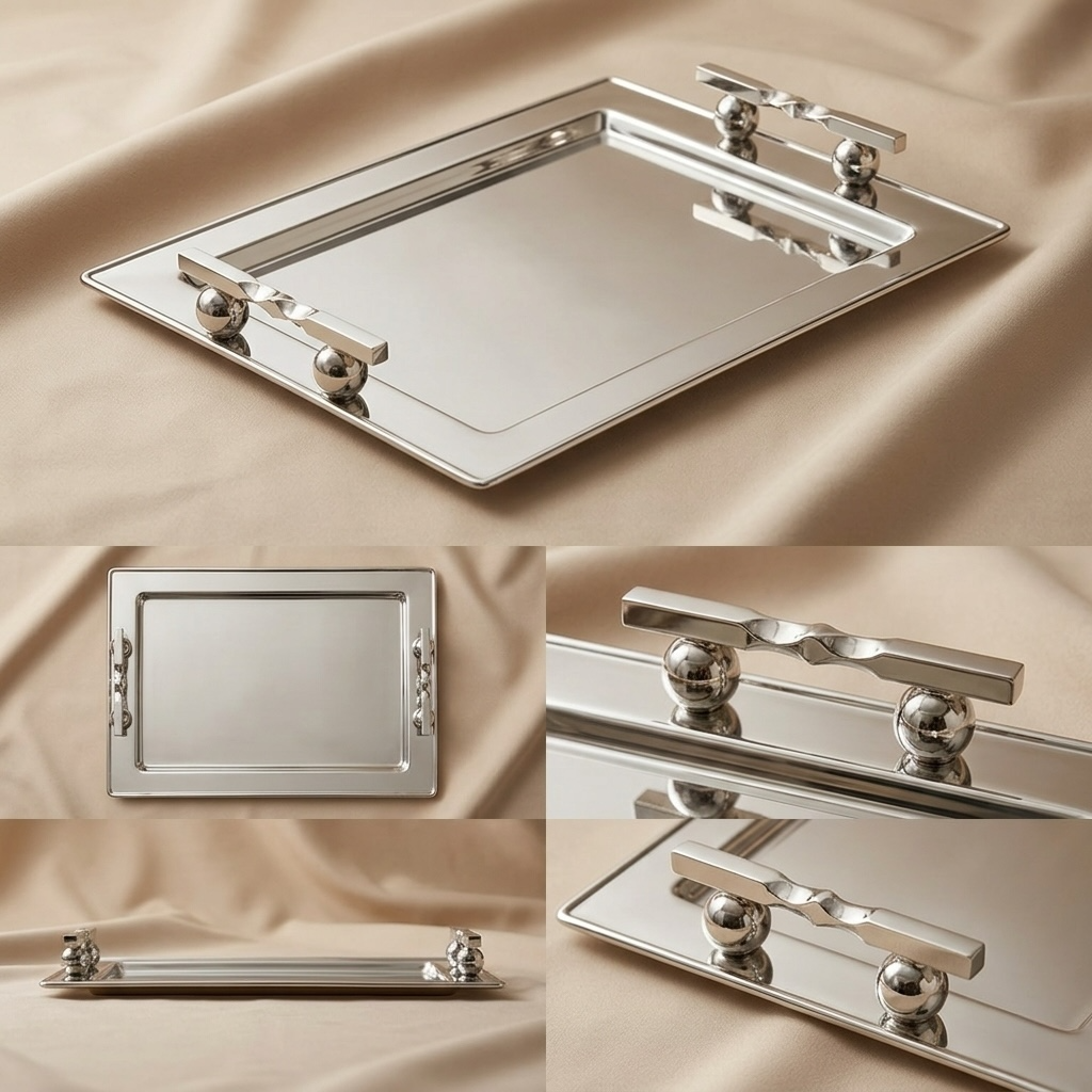 Silver Stainless Steel Serving Tray – (XL) - Mawaeen