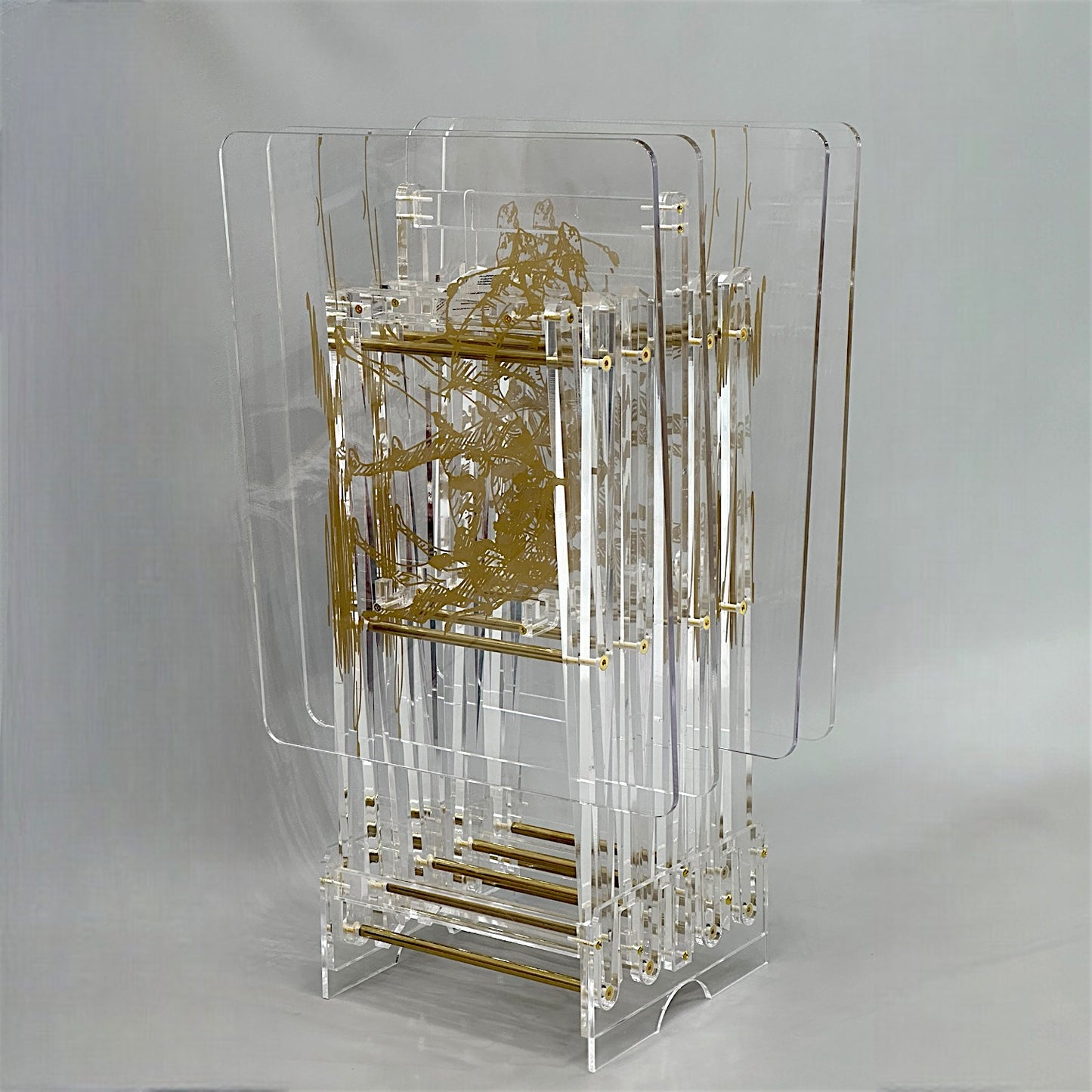 Luxe 4-Piece Acrylic Table Set with Gold Accents