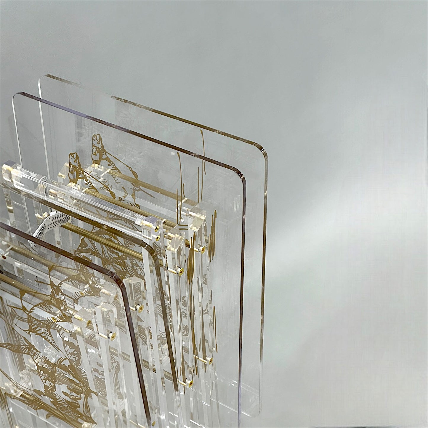 Luxe 4-Piece Acrylic Table Set with Gold Accents