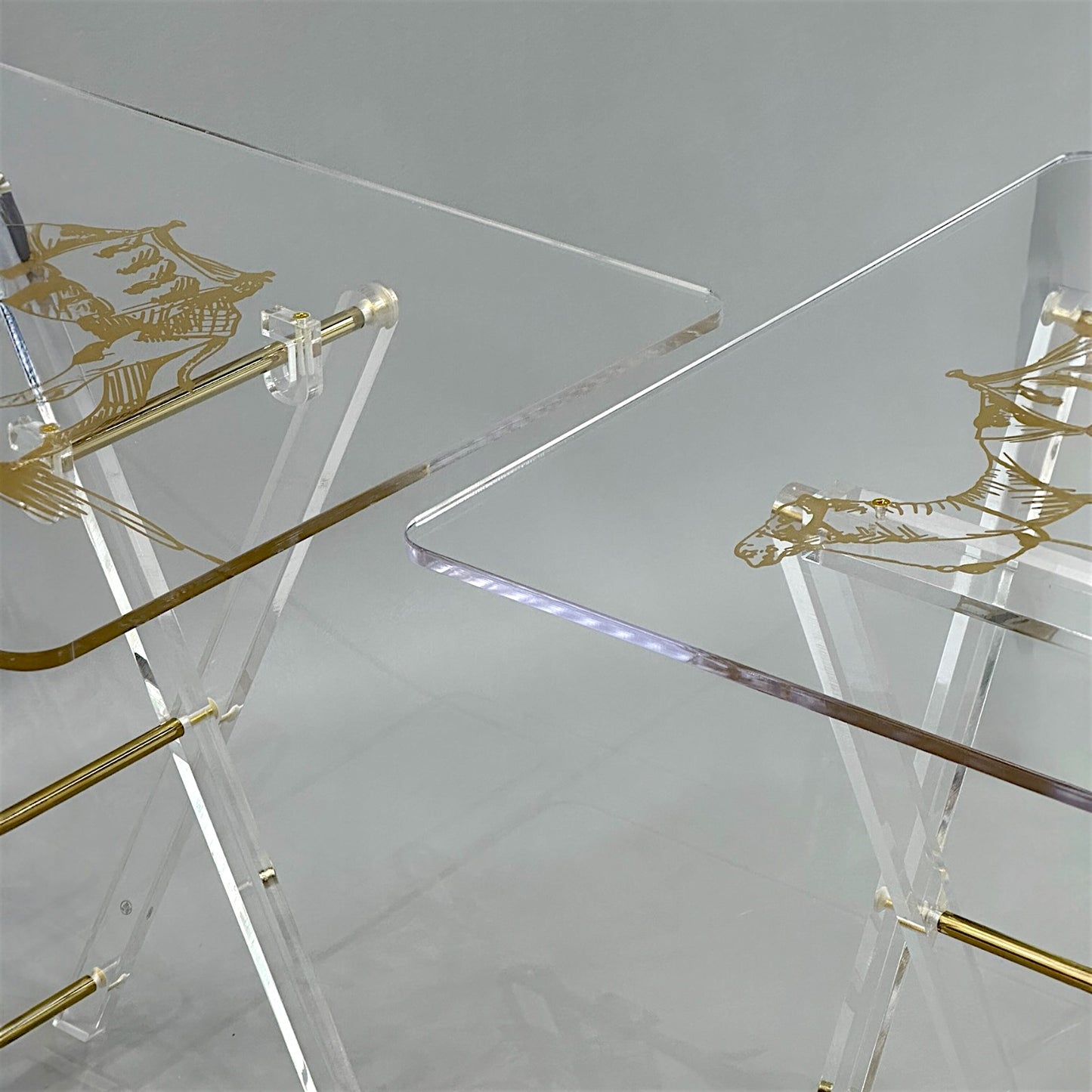 Luxe 4-Piece Acrylic Table Set with Gold Accents