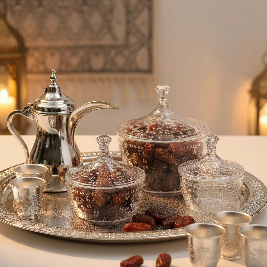 Premium Acrylic Date Bowl with Lid – Elegant Serving Piece (M)