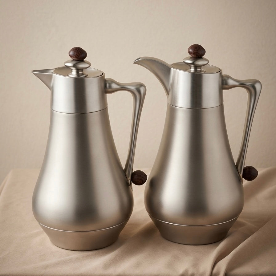 Najib Vacuum Flask Set – Matt Silver | 1.0L + 1.0L