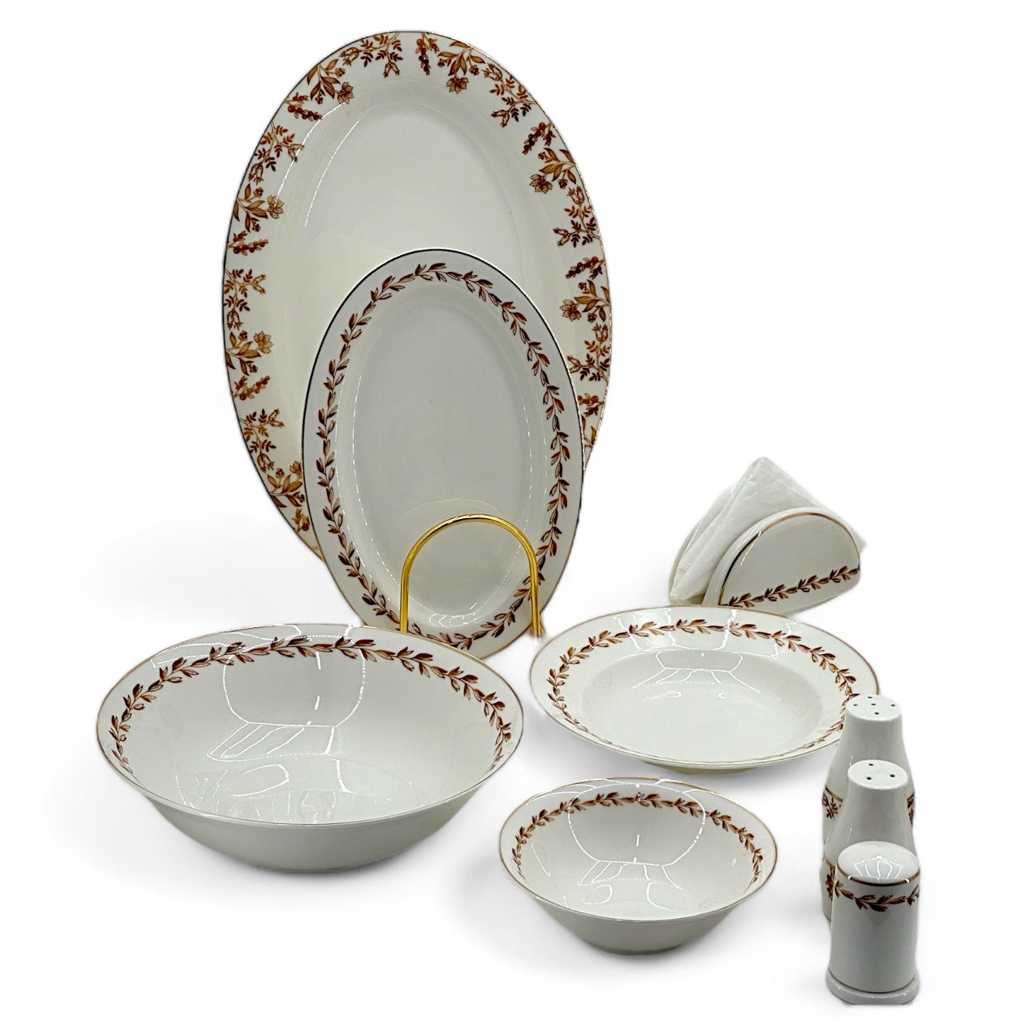 71 Piece Floral Dinner Set with Gold Accents