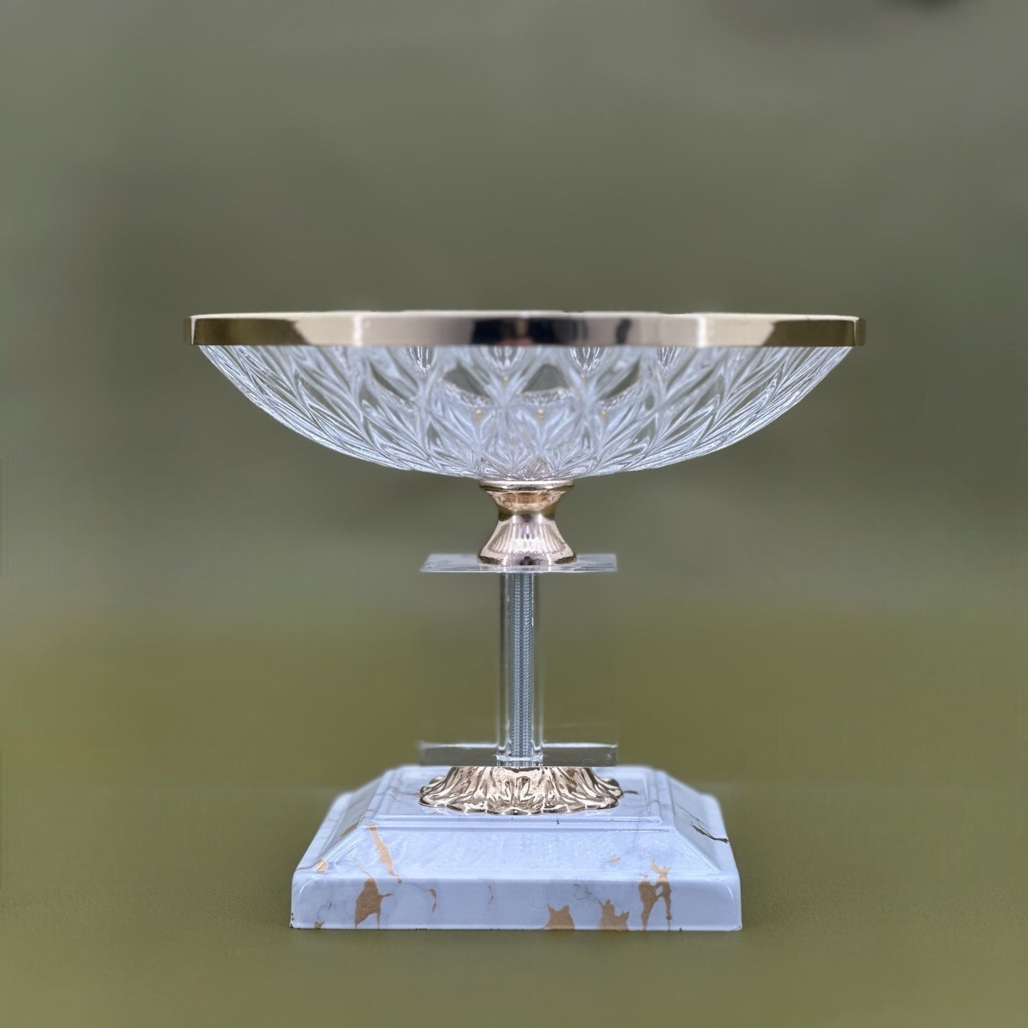 Gold-Trimmed Crystal Candy Bowl with Marble Base
