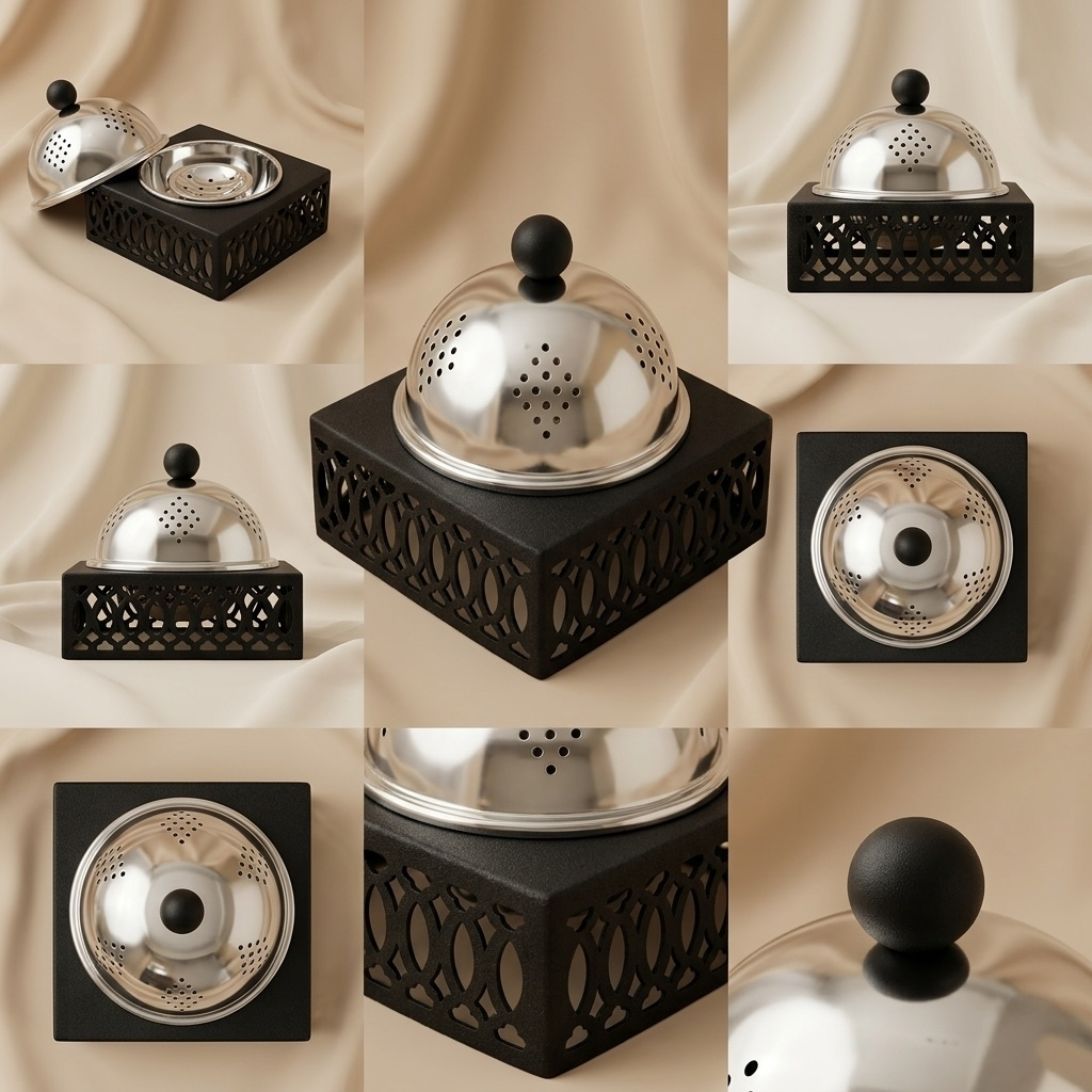 Modern Incense Burner with Stainless Steel Lid - Mawaeen