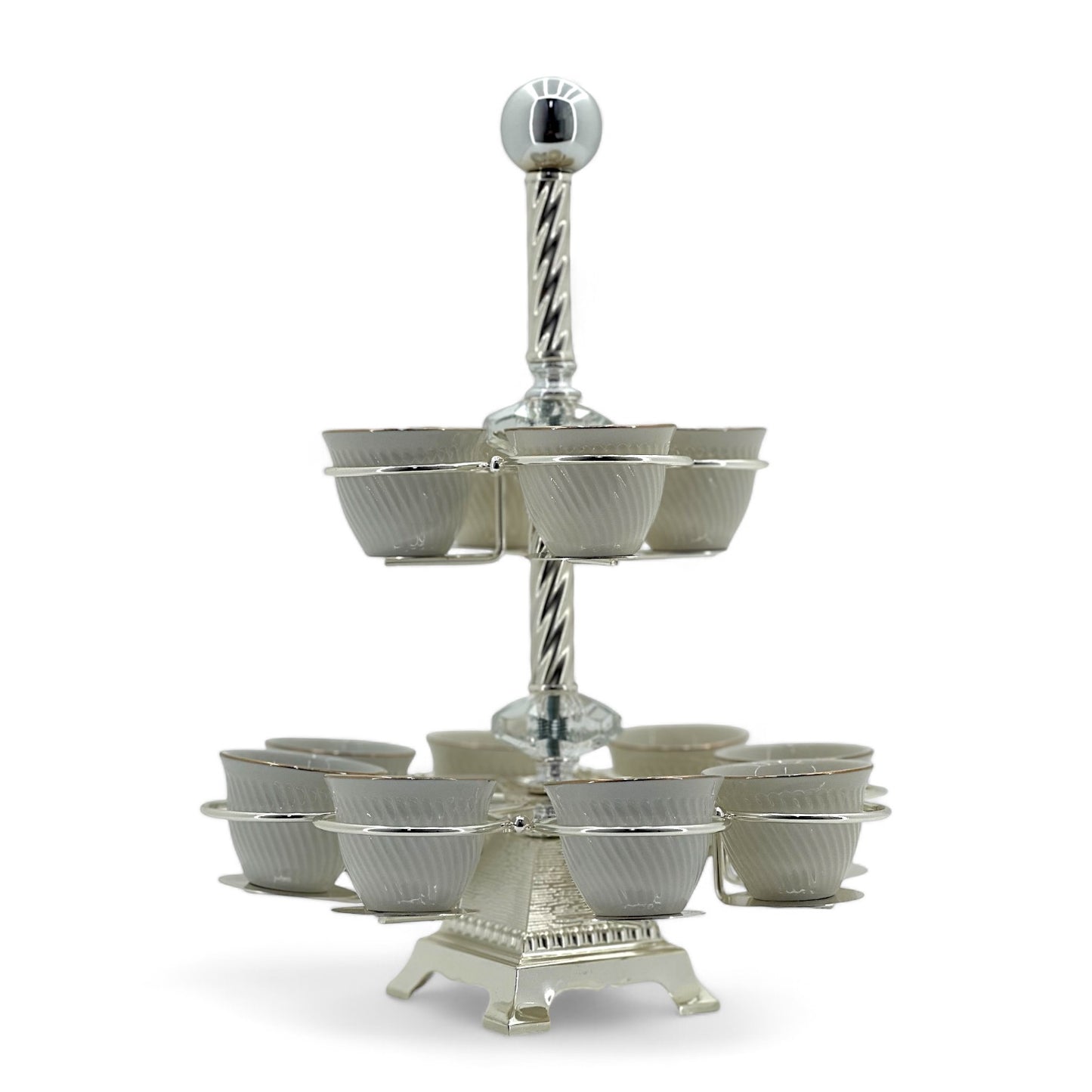 Silver-Plated Two-Tier Coffee Cup Holder