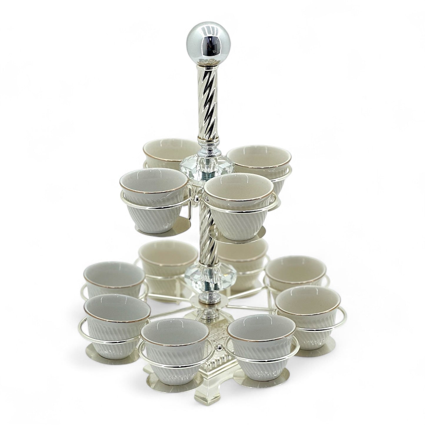 Silver-Plated Two-Tier Coffee Cup Holder