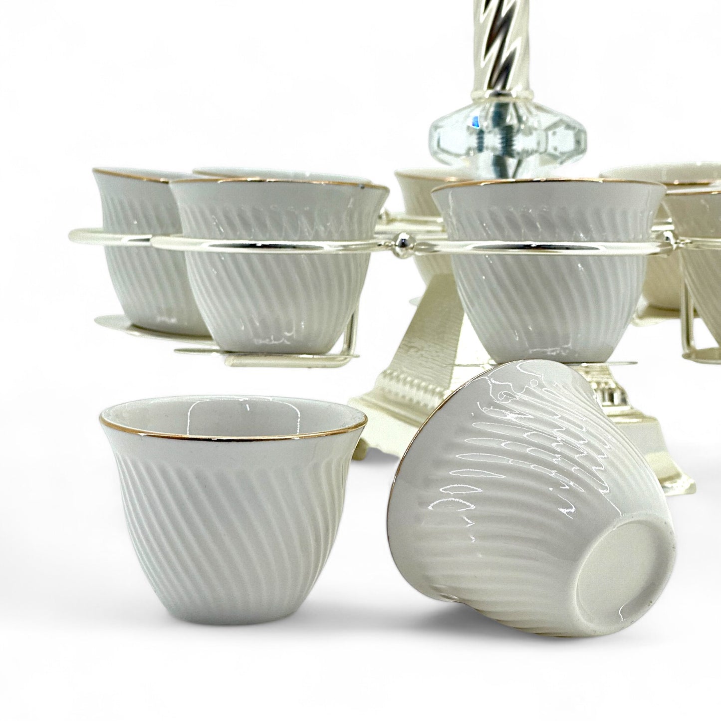Silver-Plated Two-Tier Coffee Cup Holder