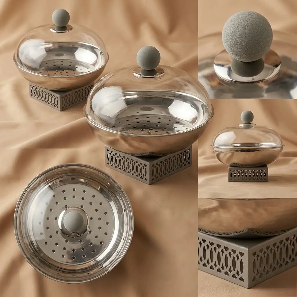 Modern Salad Bowl with Glass Dome – Gray
