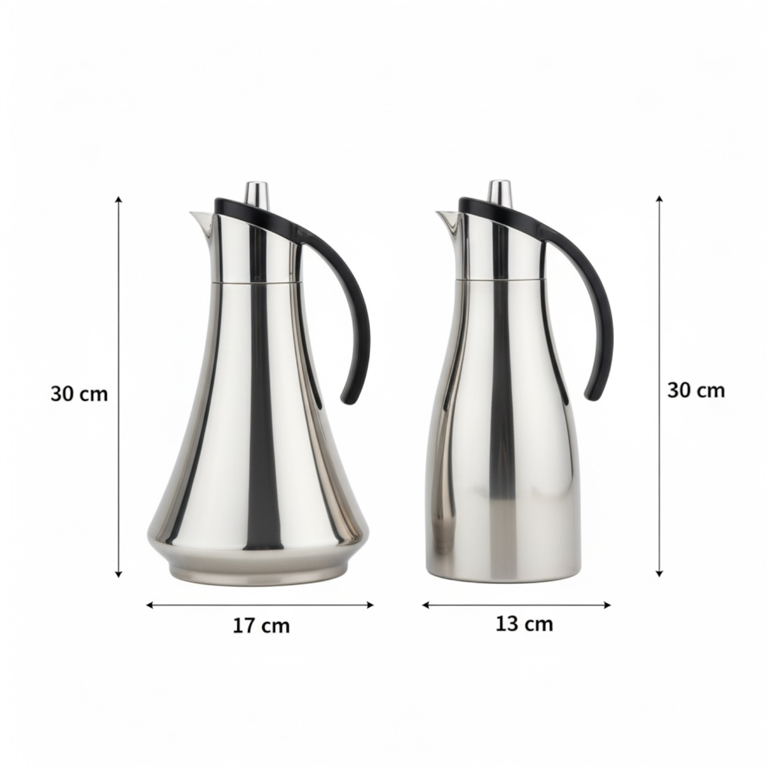 REFAL Double Set – Coffee & Tea Thermal Flask (Silver & Black, 1L + 1L)