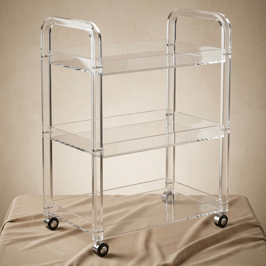Modern 3-Tier Clear Acrylic Serving Trolley