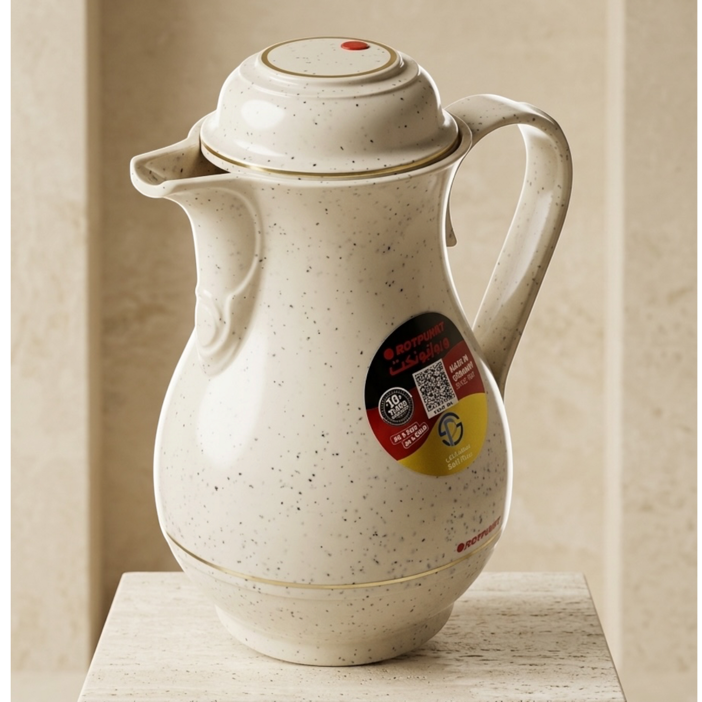 Rotpunkt German Vacuum Flask – Speckled Light Cream (0.5 Liter)