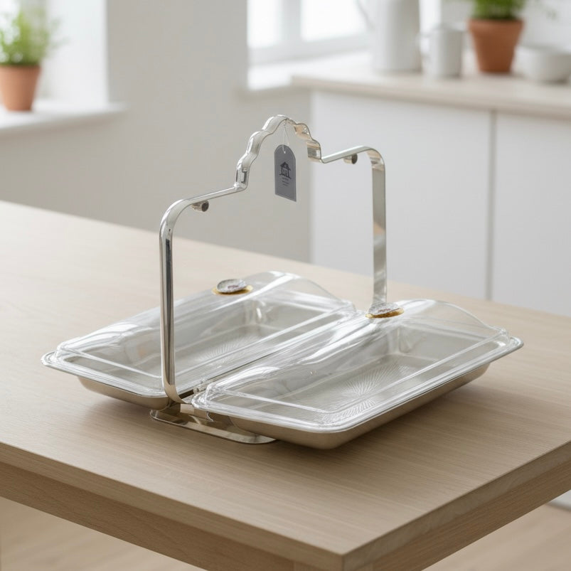 2-Side Serving Stand Chrome - (L) - Mawaeen