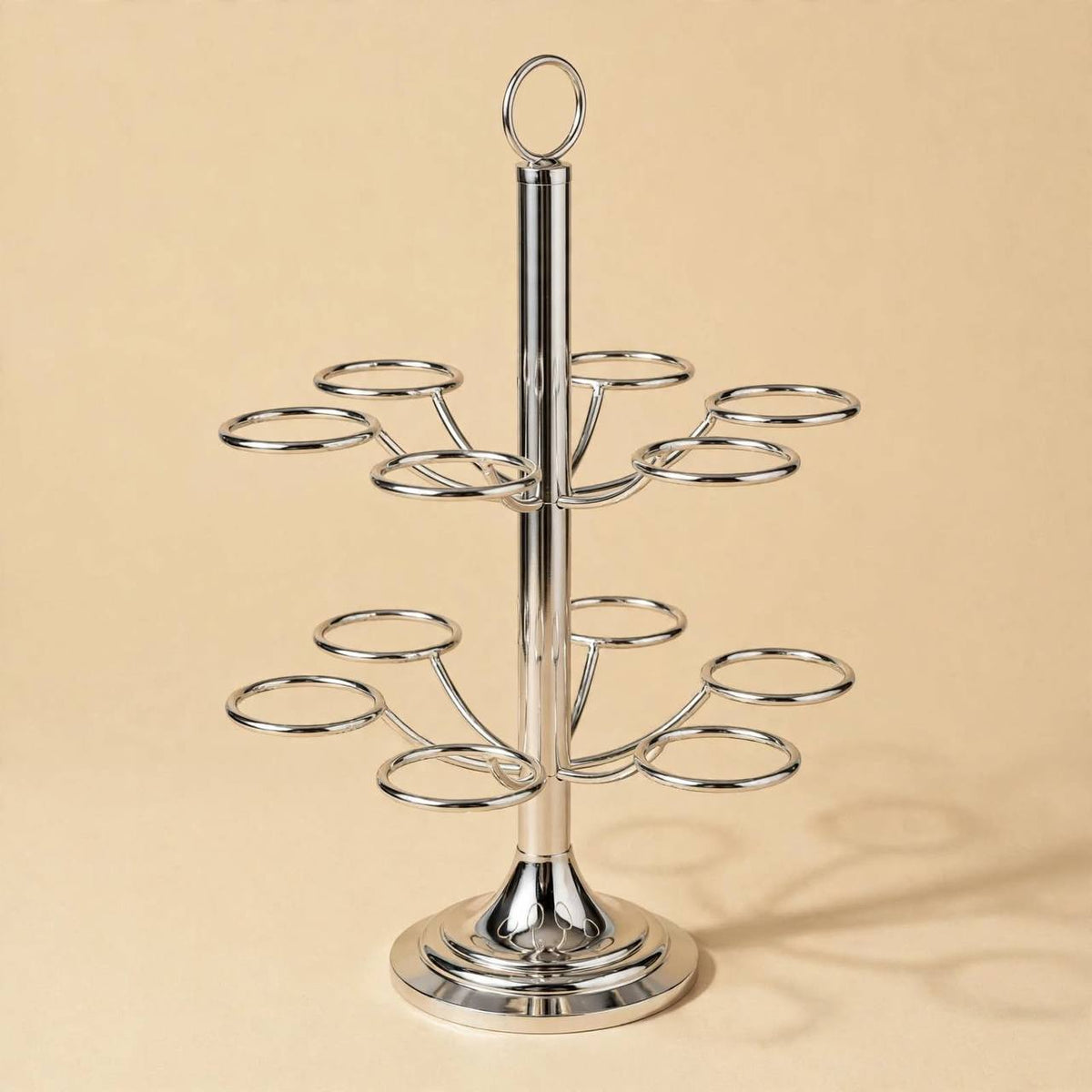 12-Cup Vertical Arabic Coffee Cup Holder – Polished Silver