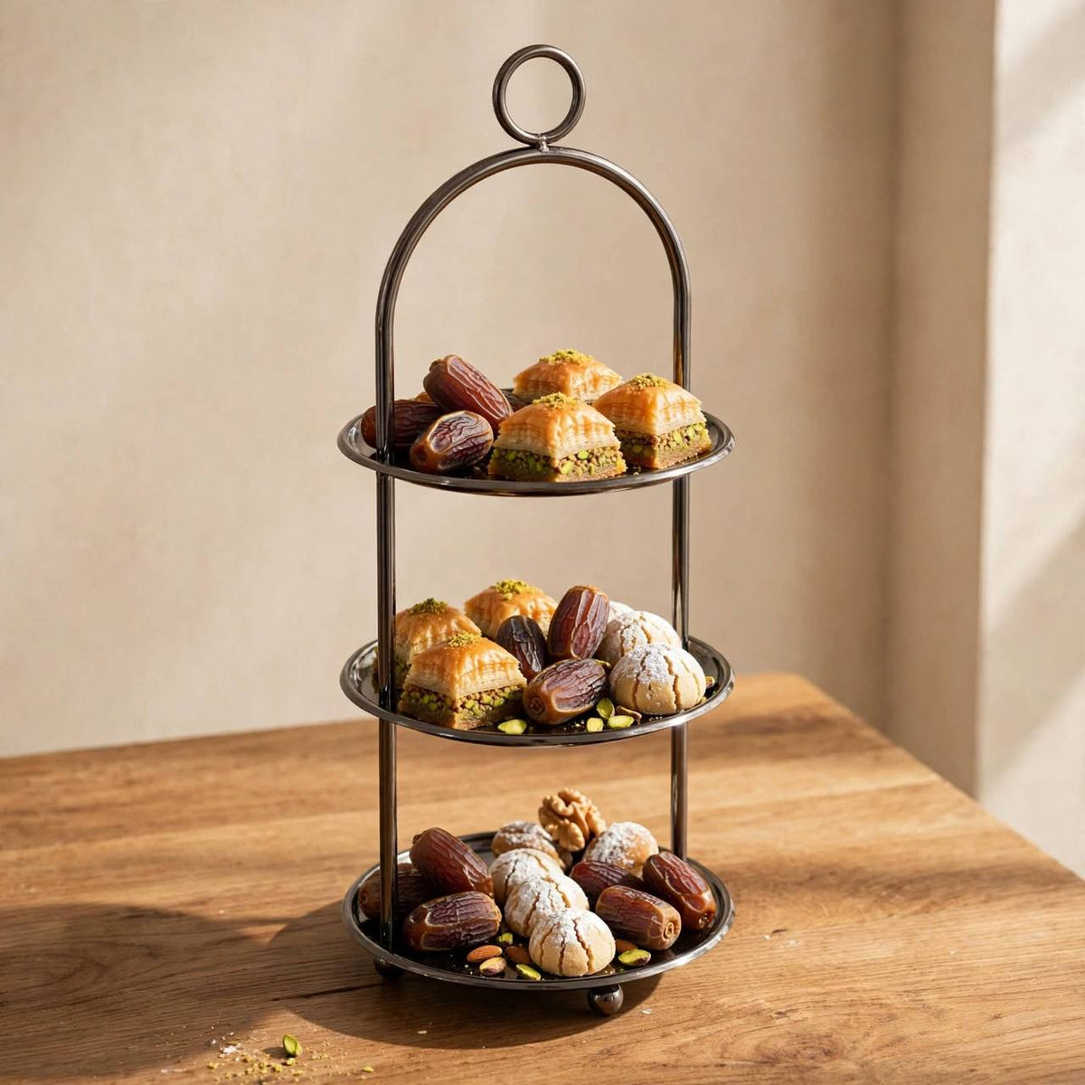 Small Chrome 3-Tier Round Candy & Sweets Display Stand