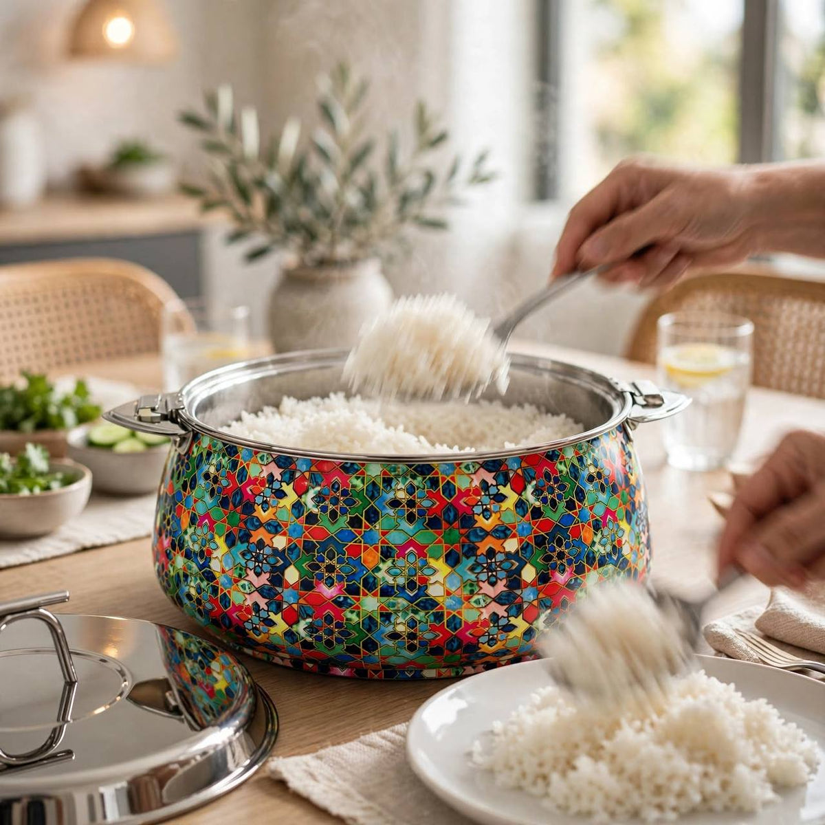 Pradeep Hot Pot with Vibrant Moroccan Mosaic Print & Locking Clamps – 3500 ml