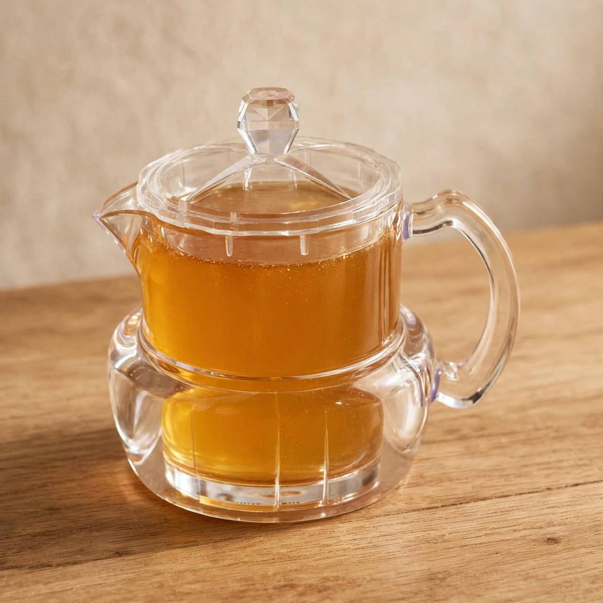 Shatterproof Clear Acrylic Jam & Creamer Jug with Diamond Finial Lid – 12x8cm