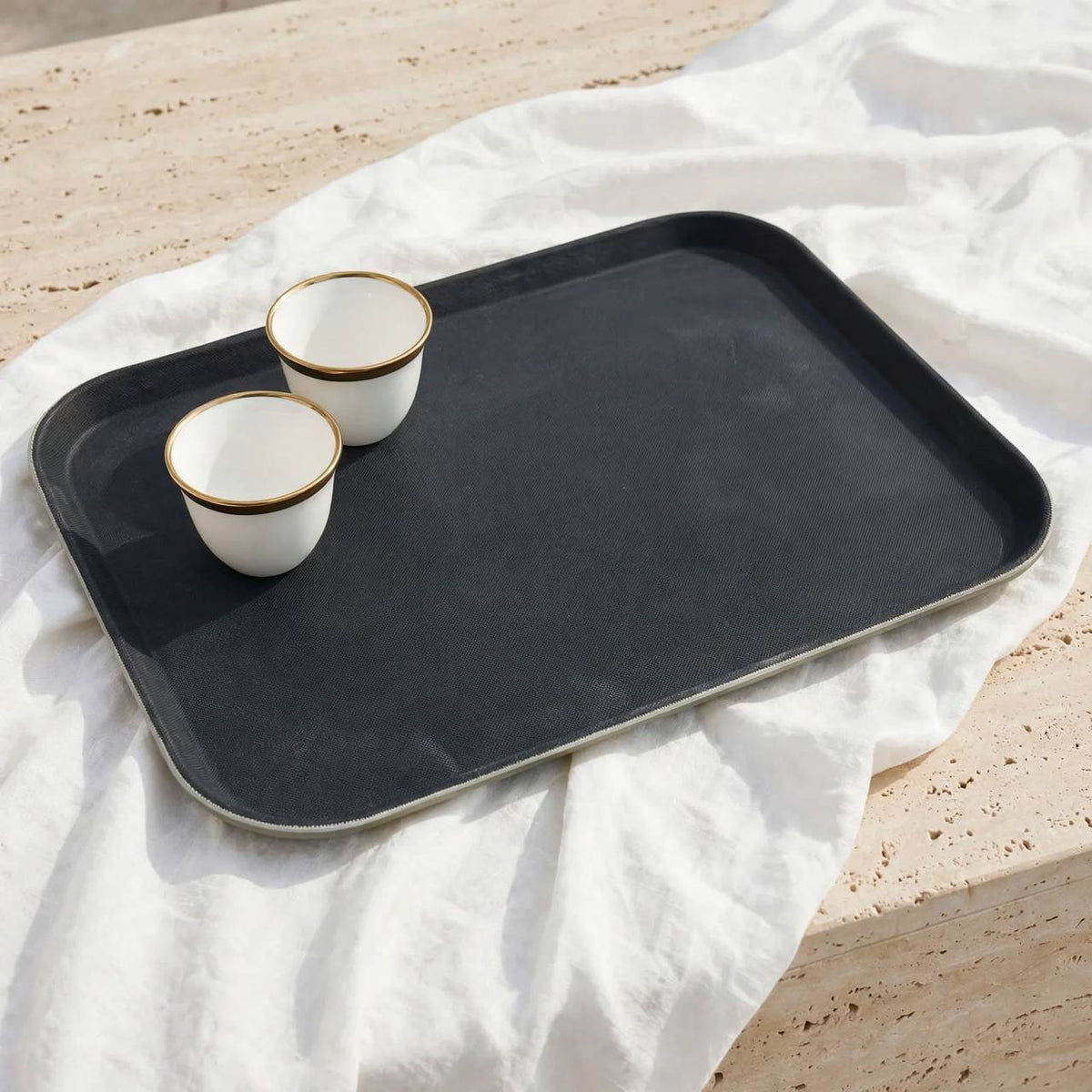 Rectangular Non-Slip PP Serving Tray Black – 41x31 cm