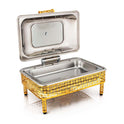 Rectangular chafing dish, silver and gold. - Mawaeen