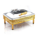 Rectangular chafing dish, silver and gold. - Mawaeen